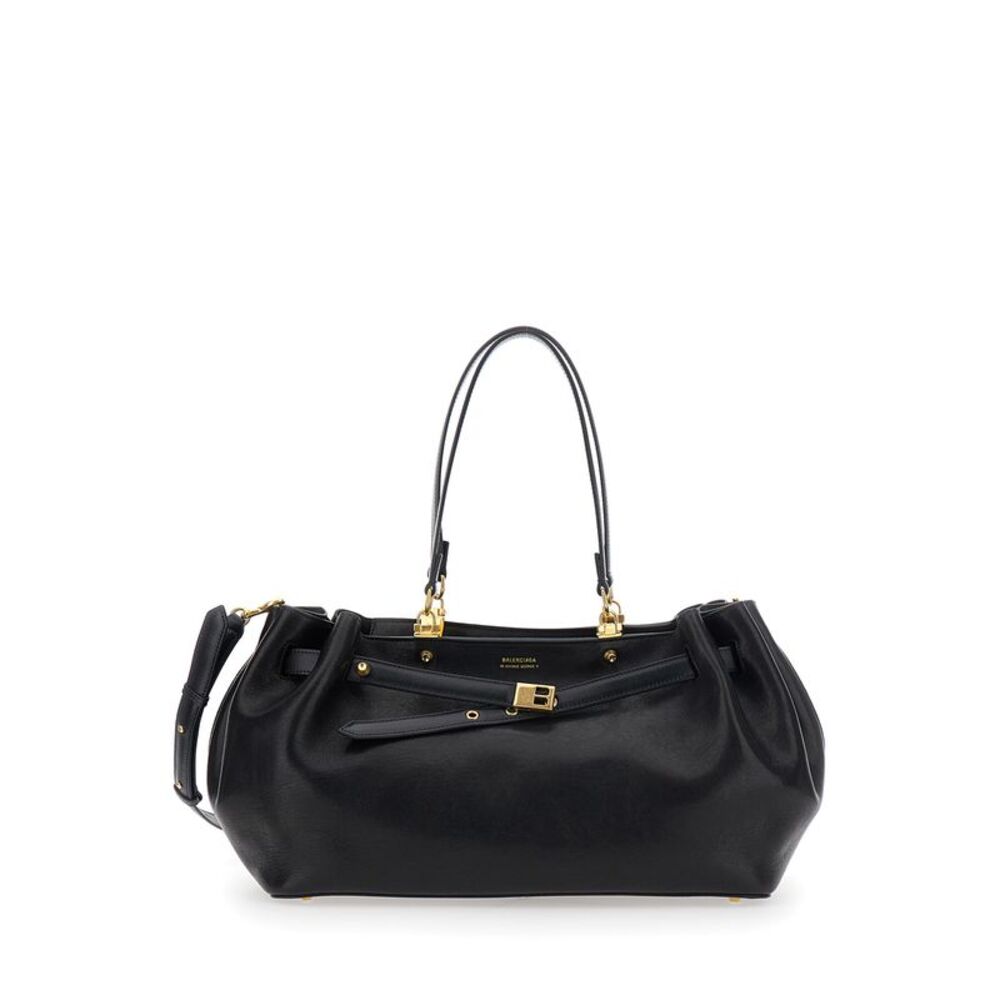 Balenciaga Women Fan Carryall Medium Bag In Polished Sheepskin